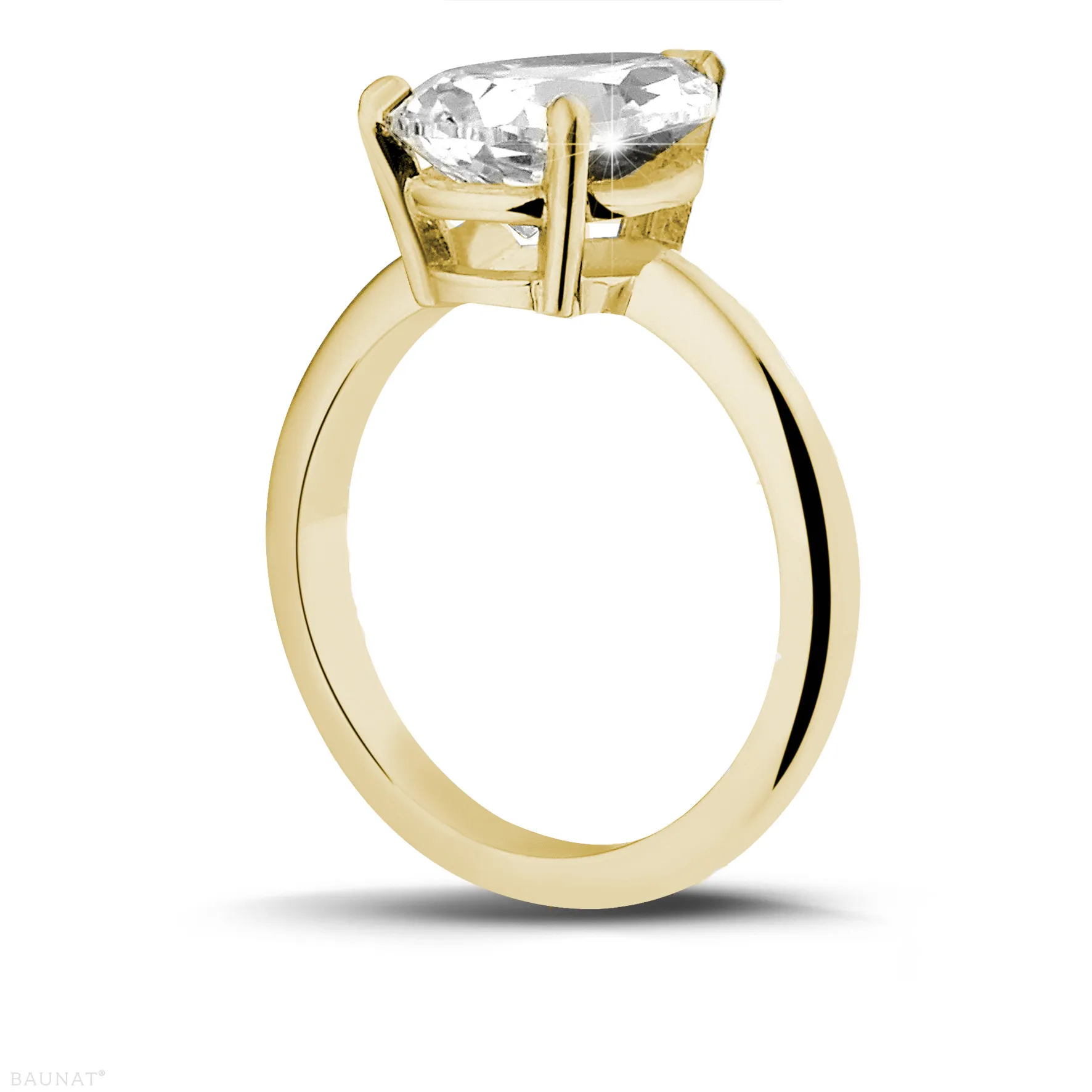 3.00 quilates anillo solitario en oro amarillo con diamante en forma de pera 