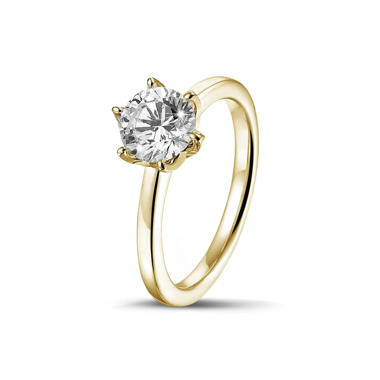 3.00 quilates anillo solitario en oro amarillo con diamante redondo 