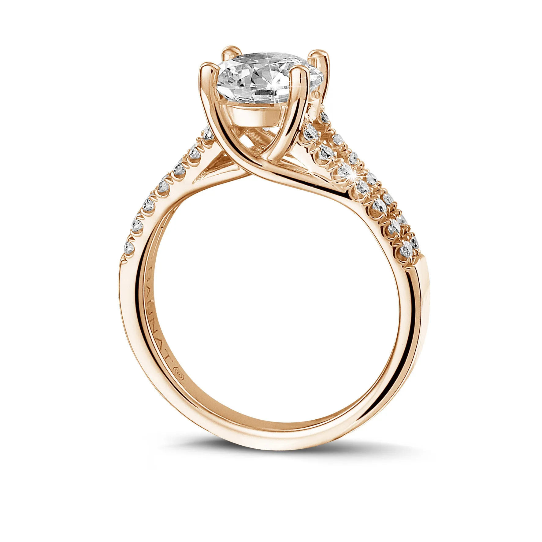 3.00 quilates anillo solitario en oro rojo con diamantes laterales 