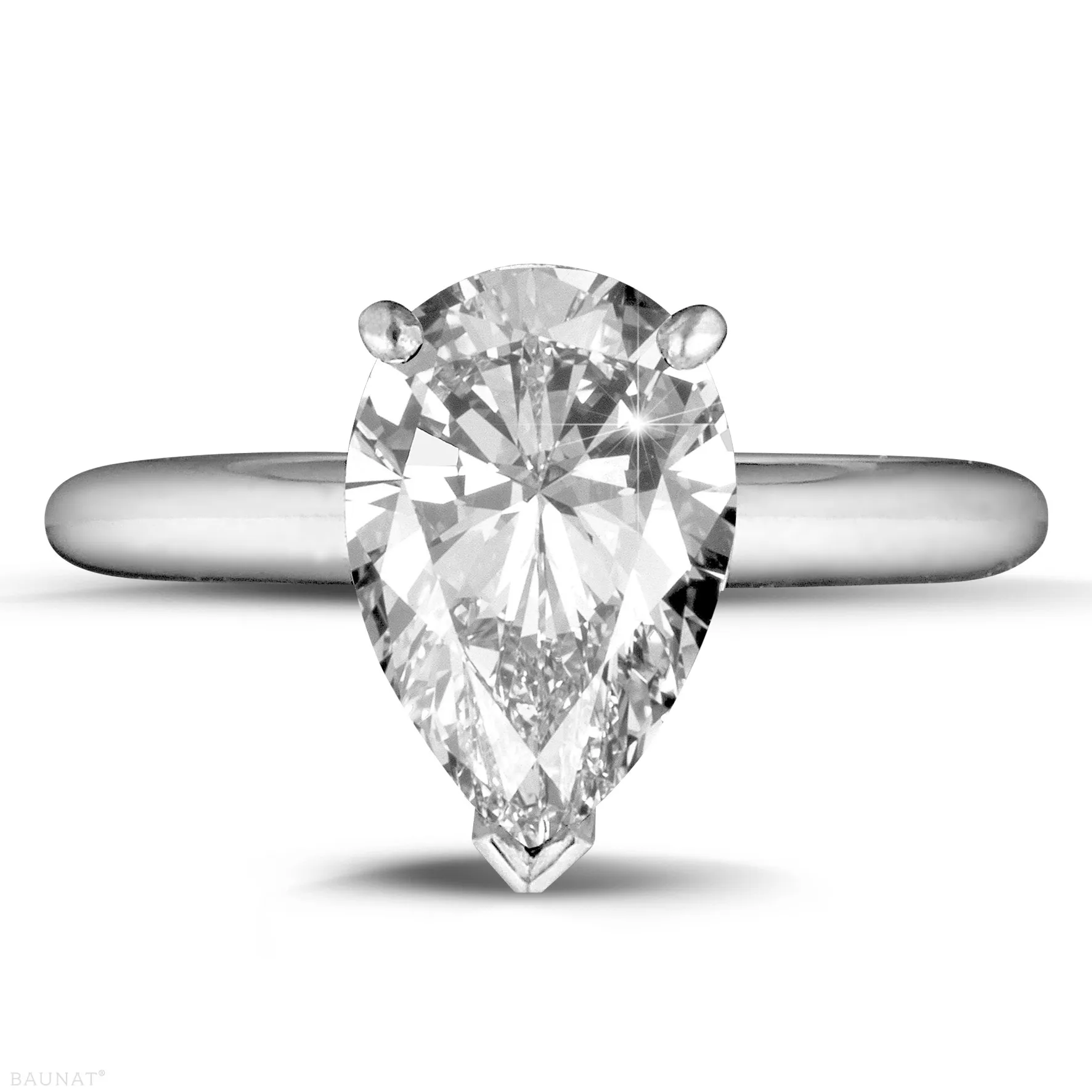 3.00 quilates anillo solitario en platino con diamante en forma de pera 