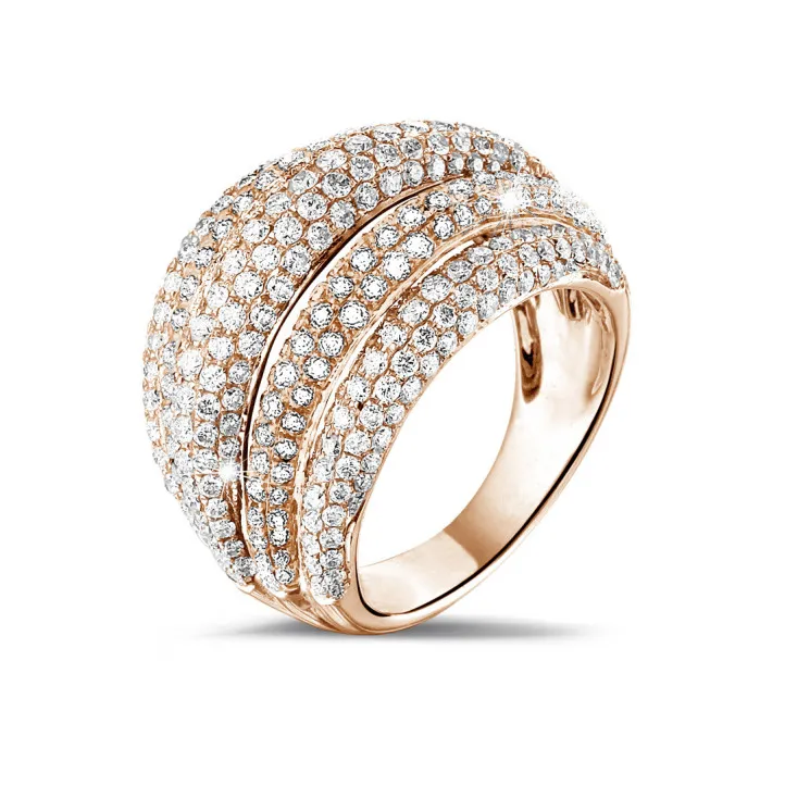 4.30 quilates anillo en oro rojo con diamantes redondos 