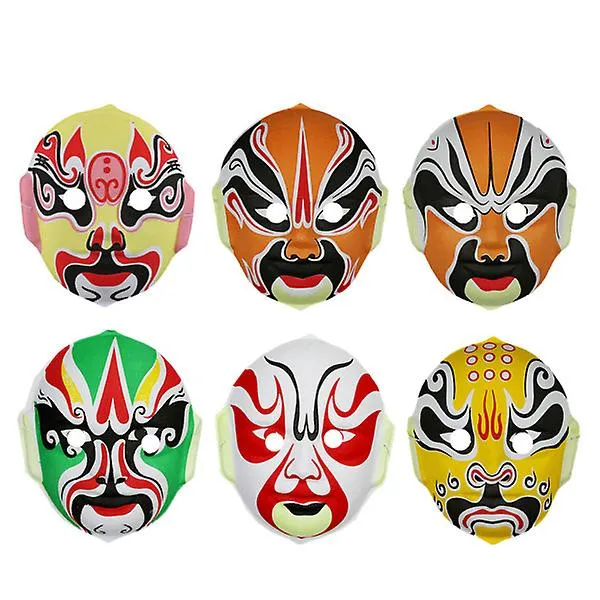 6pcs Halloween Children Chinese Opera Mask Performance Cosplay Props Party Supplies (random Style)