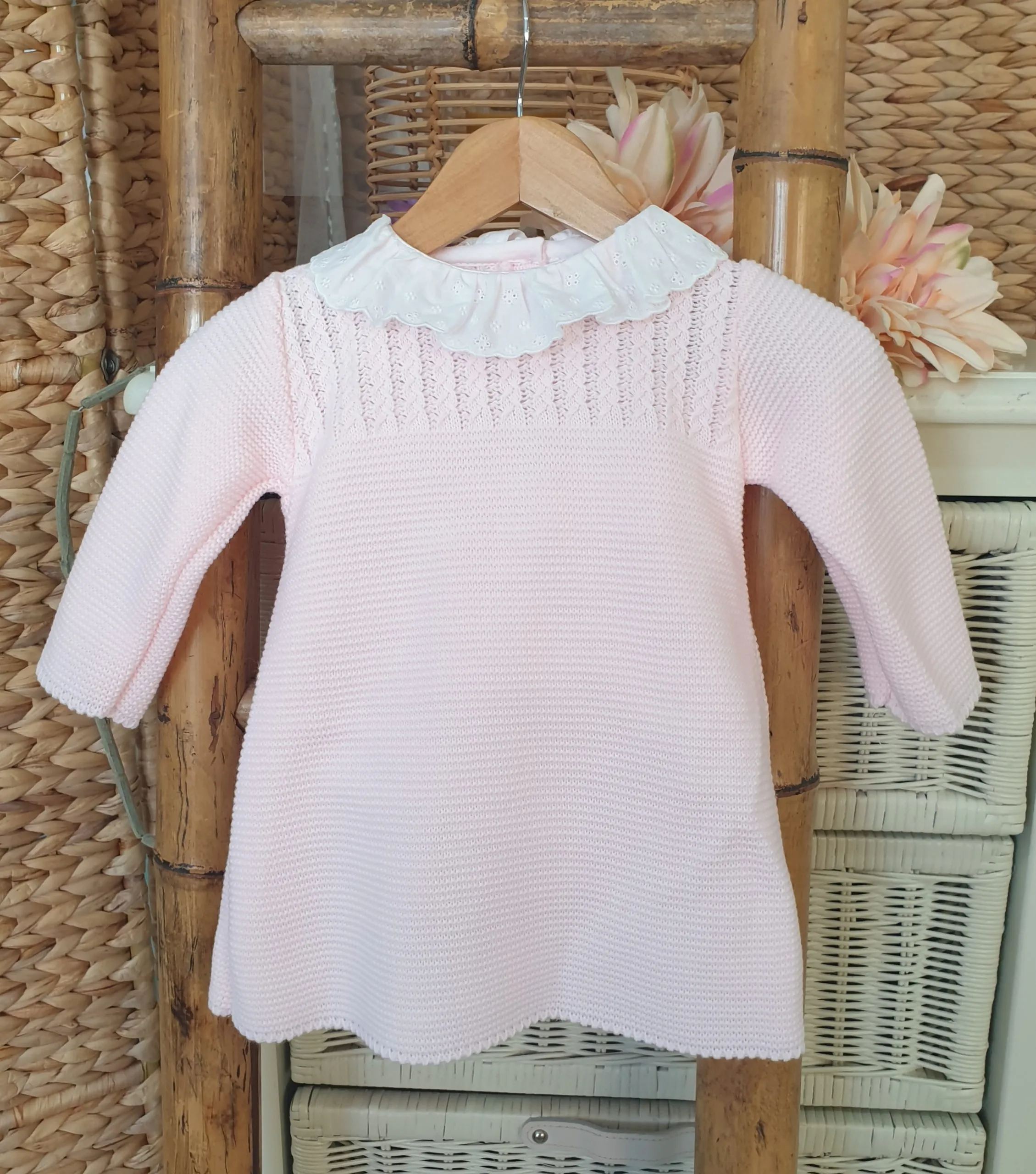 A Abrigo + Vestido punto R190566 Rosa bebé
