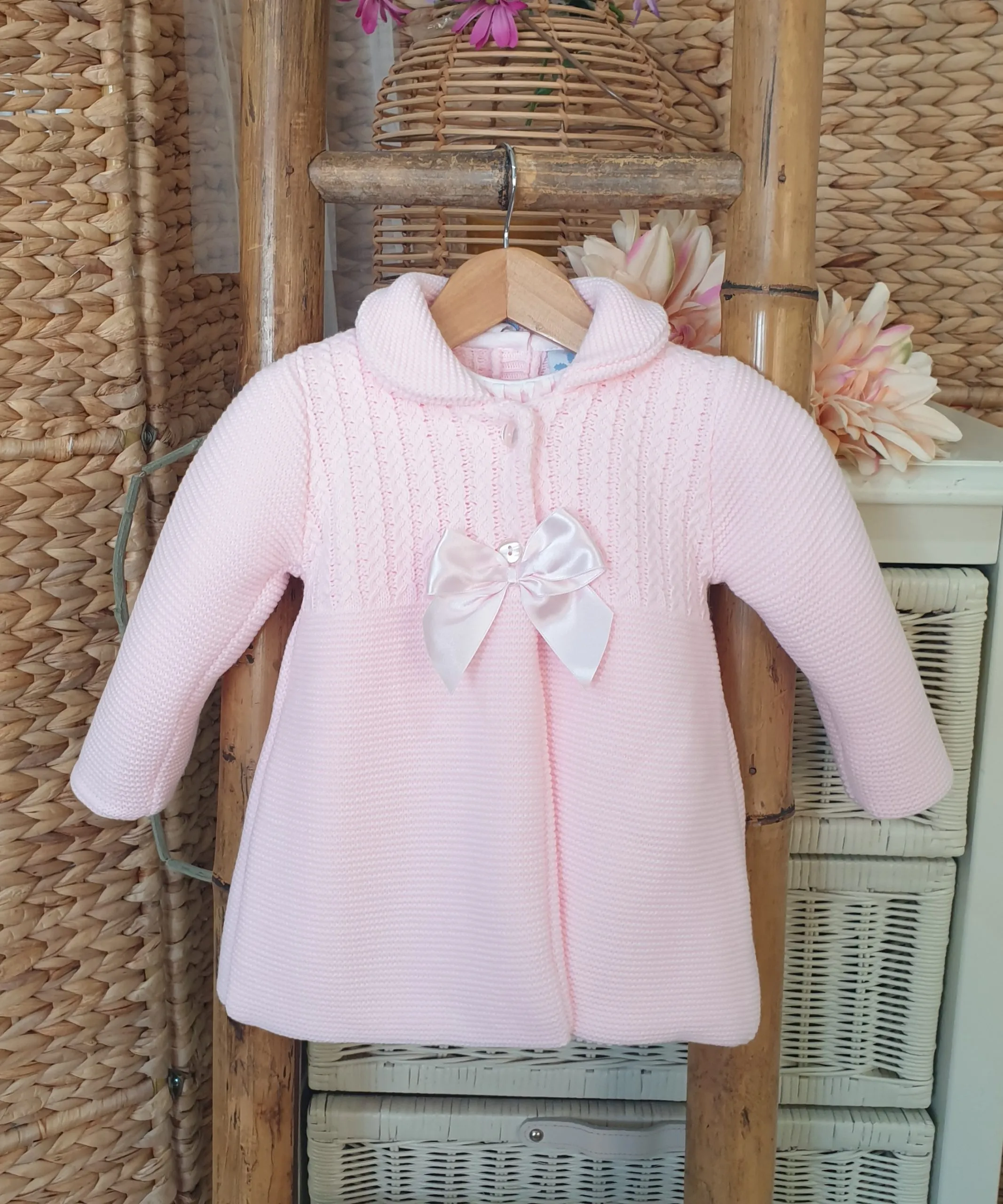 A Abrigo + Vestido punto R190566 Rosa bebé