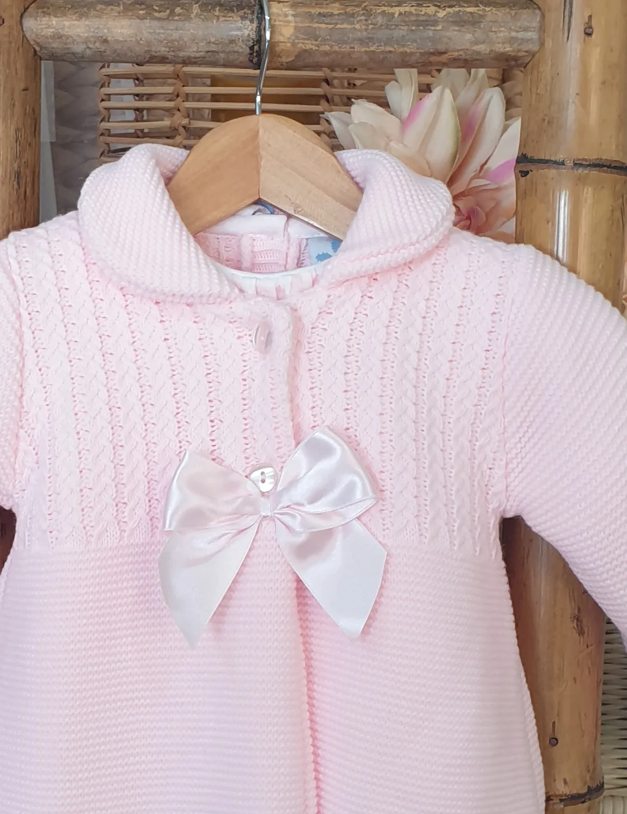 A Abrigo + Vestido punto R190566 Rosa bebé