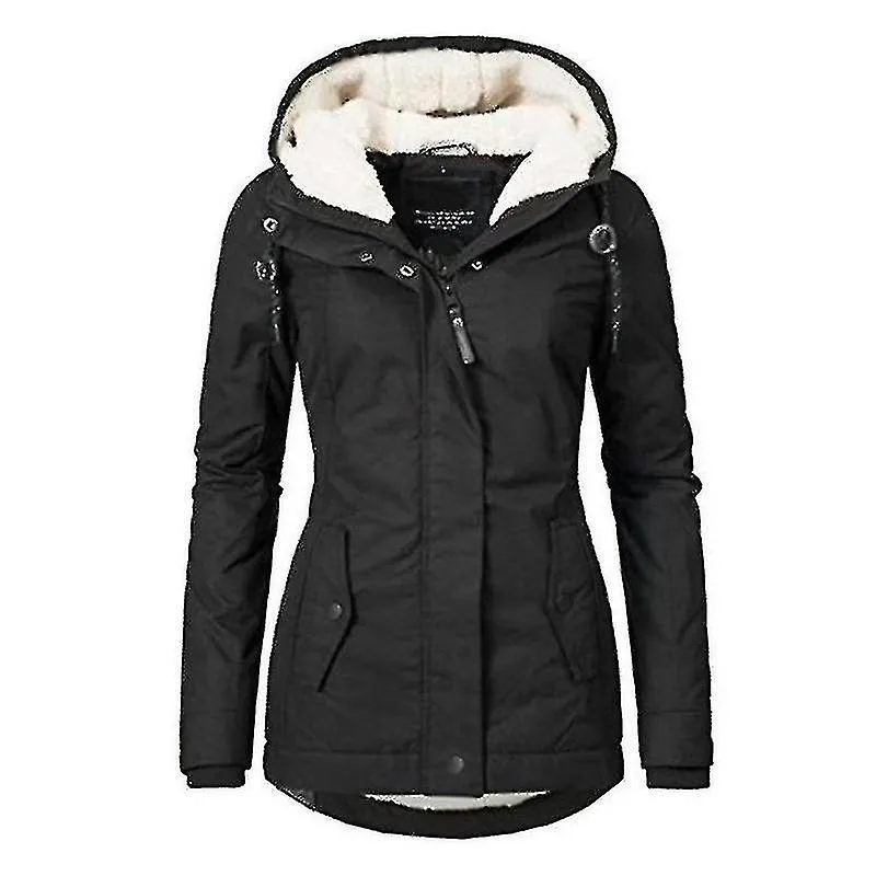 ABRIGO DE INVIERNO CON CAPUCHA CáLIDO IMPERMEABLE ABRIGO DE ALGODóN FORRADO DE VELLóN GRUESO PARA MUJERESYUJIA