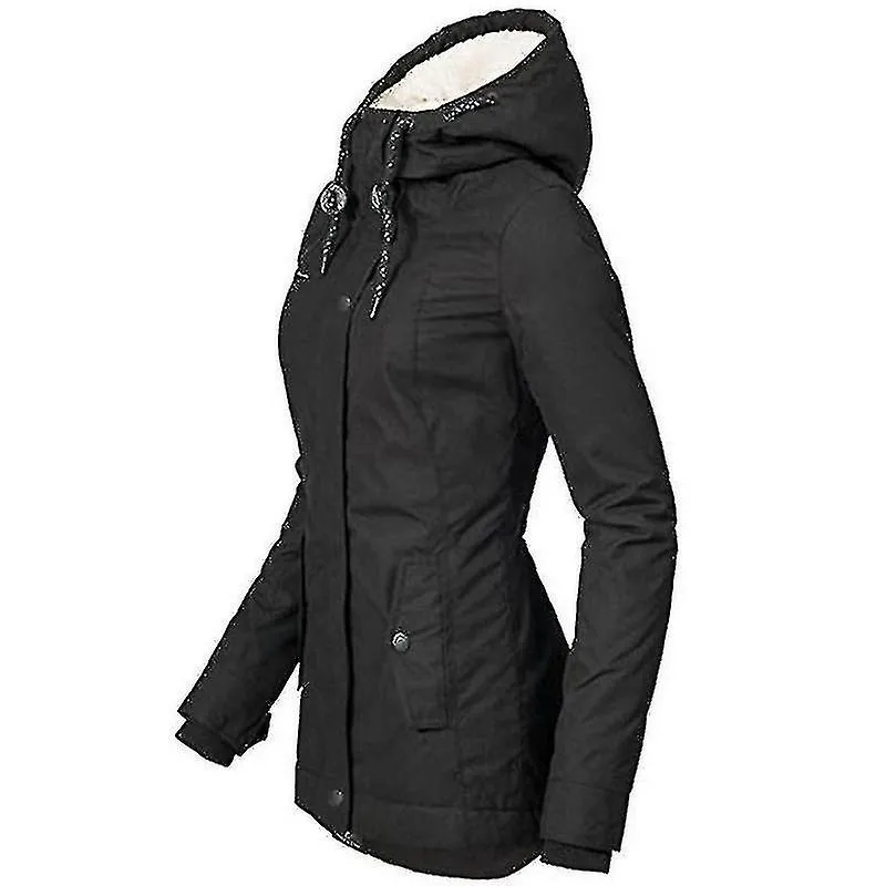 ABRIGO DE INVIERNO CON CAPUCHA CáLIDO IMPERMEABLE ABRIGO DE ALGODóN FORRADO DE VELLóN GRUESO PARA MUJERESYUJIA