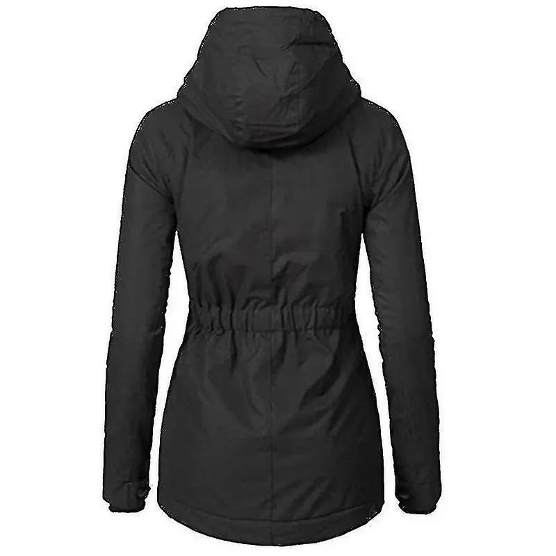 ABRIGO DE INVIERNO CON CAPUCHA CáLIDO IMPERMEABLE ABRIGO DE ALGODóN FORRADO DE VELLóN GRUESO PARA MUJERESYUJIA