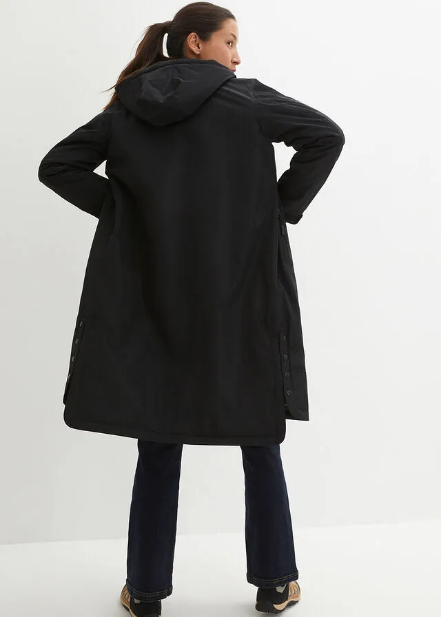 Abrigo guateado impermeable de largo midi Negro