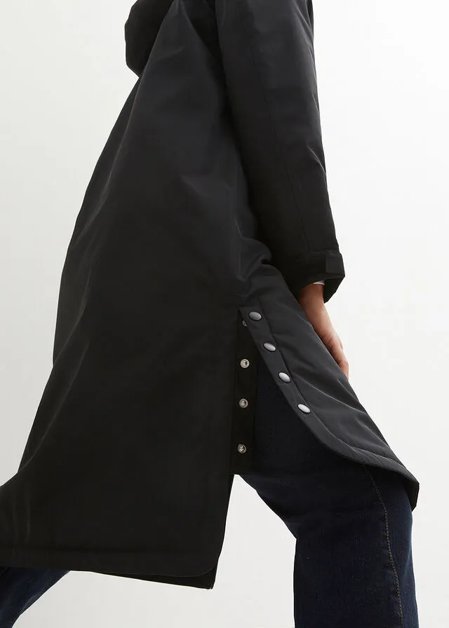 Abrigo guateado impermeable de largo midi Negro