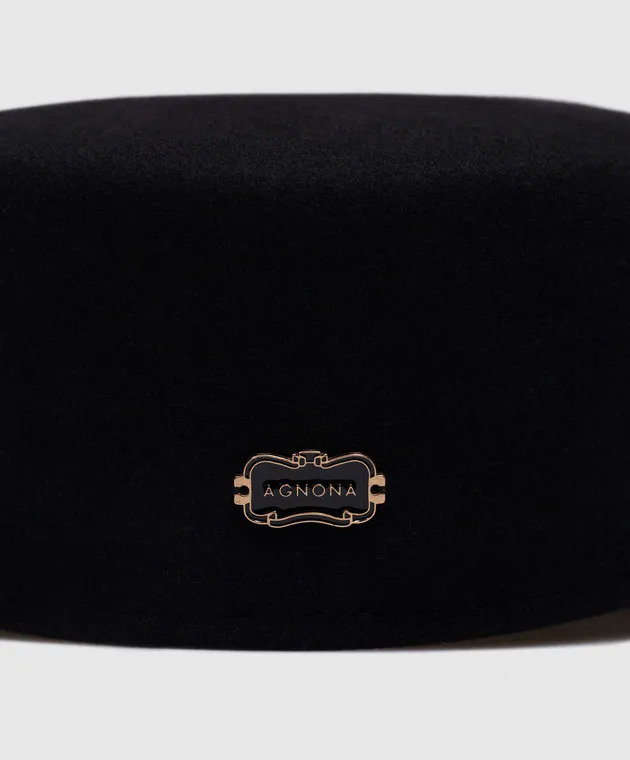 Agnona Black cap made of wool