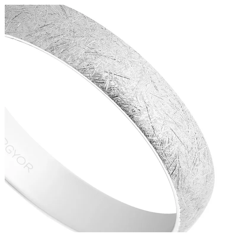 Alianza oro blanco 18 Ktes efecto hielo, media caña 4mm 5B403H