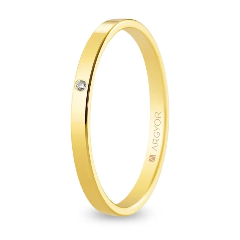 Alianza "Argyor" Diamante/Plana Oro 18k 2mm (5120562D)