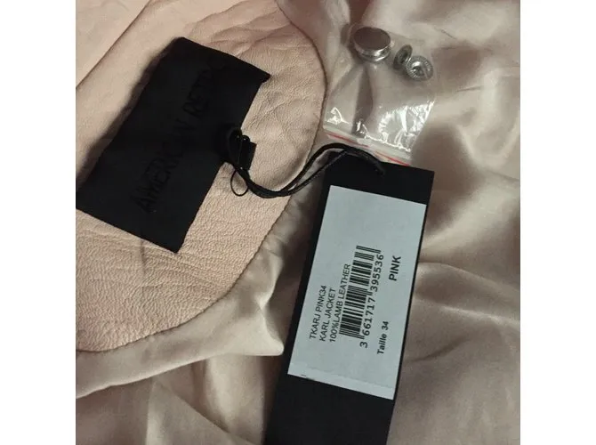 American Retro chaqueta bomber de cuero Rosa 