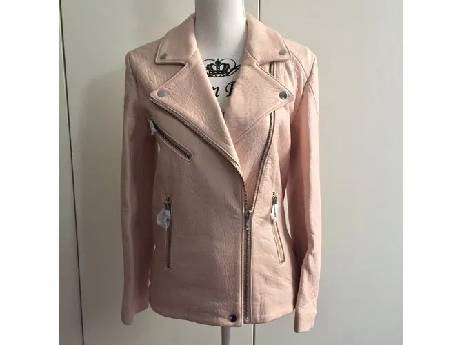 American Retro chaqueta bomber de cuero Rosa 