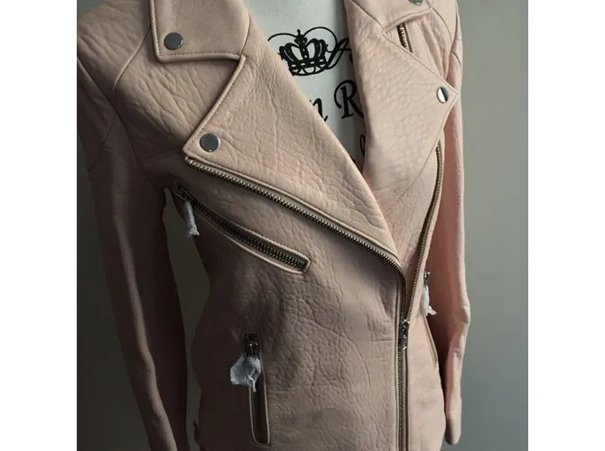 American Retro chaqueta bomber de cuero Rosa 