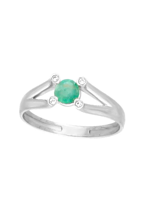 ANILLO ORO BLANCO 18K CON ESMERALDA Y CIRCONITAS 308_031FBE
