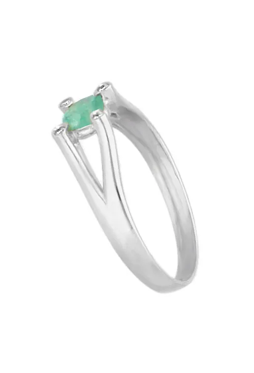 ANILLO ORO BLANCO 18K CON ESMERALDA Y CIRCONITAS 308_031FBE