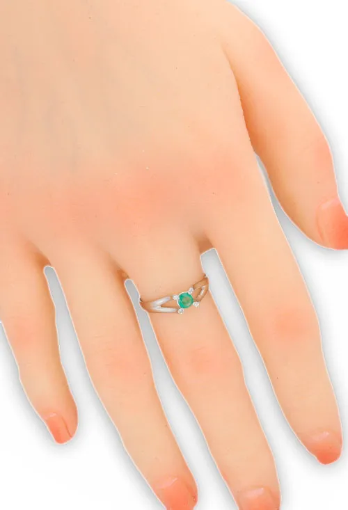 ANILLO ORO BLANCO 18K CON ESMERALDA Y CIRCONITAS 308_031FBE