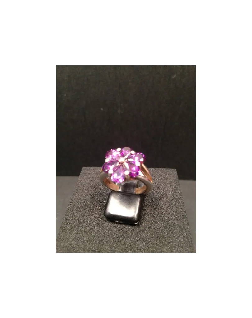 ANILLO PLATA CIRCONITA MORADA PLATA 1076