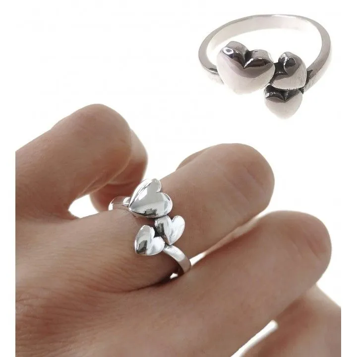 Anillo Plata Corazones