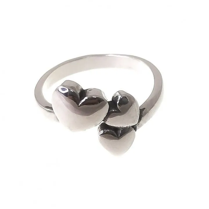 Anillo Plata Corazones