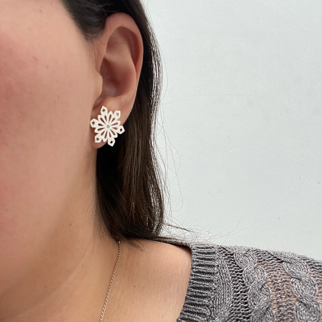Aretes Copos de Nieve Plata