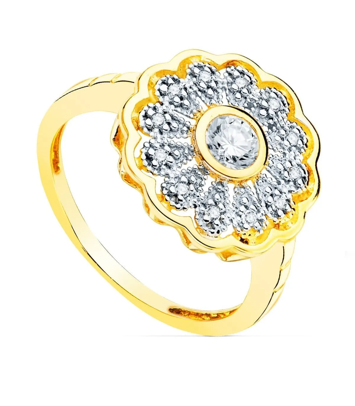Bague femme 2 ors 18K Rosace