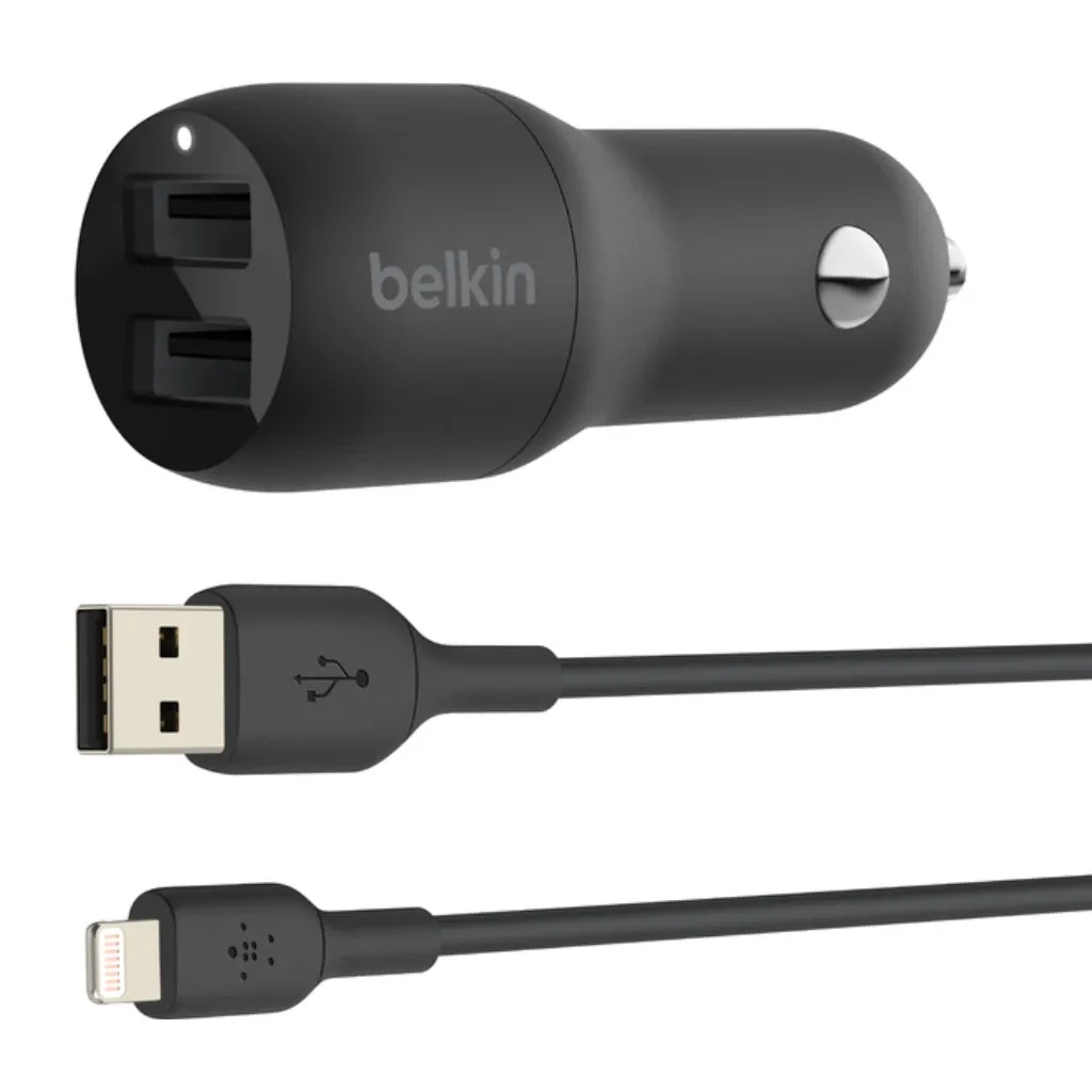 BELKIN CARGADOR PARA CARRO DUAL USBA 24W BOOSTCHARGE, CCD001BT1M