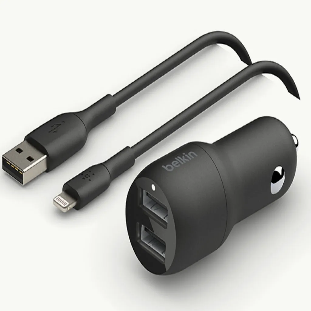BELKIN CARGADOR PARA CARRO DUAL USBA 24W BOOSTCHARGE, CCD001BT1M