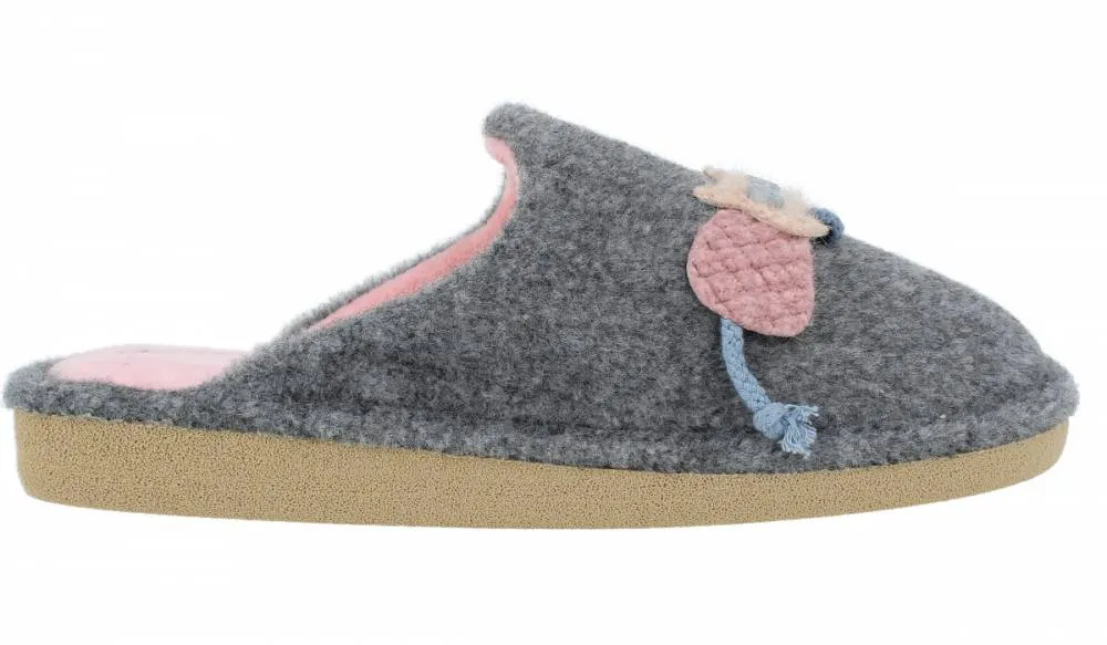 BEREVERE ZAPATILLAS DE CASA GRIS GATO LANA