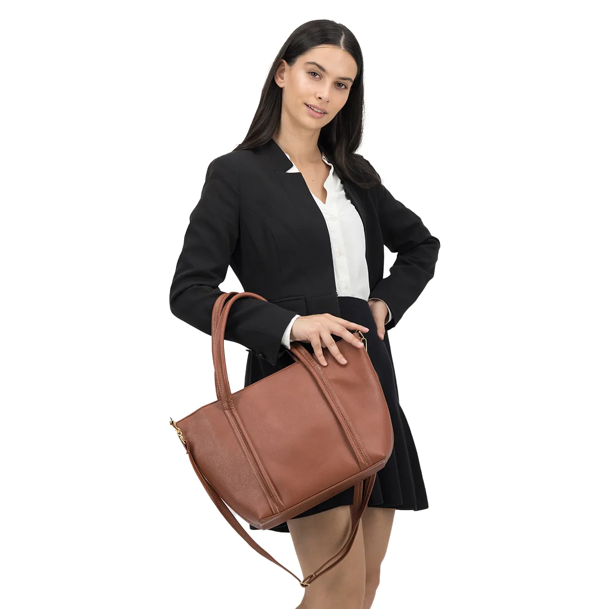 Bolsa Tote Doble asa Color Vino Exterior Piel sintética de RBCOLLECTION