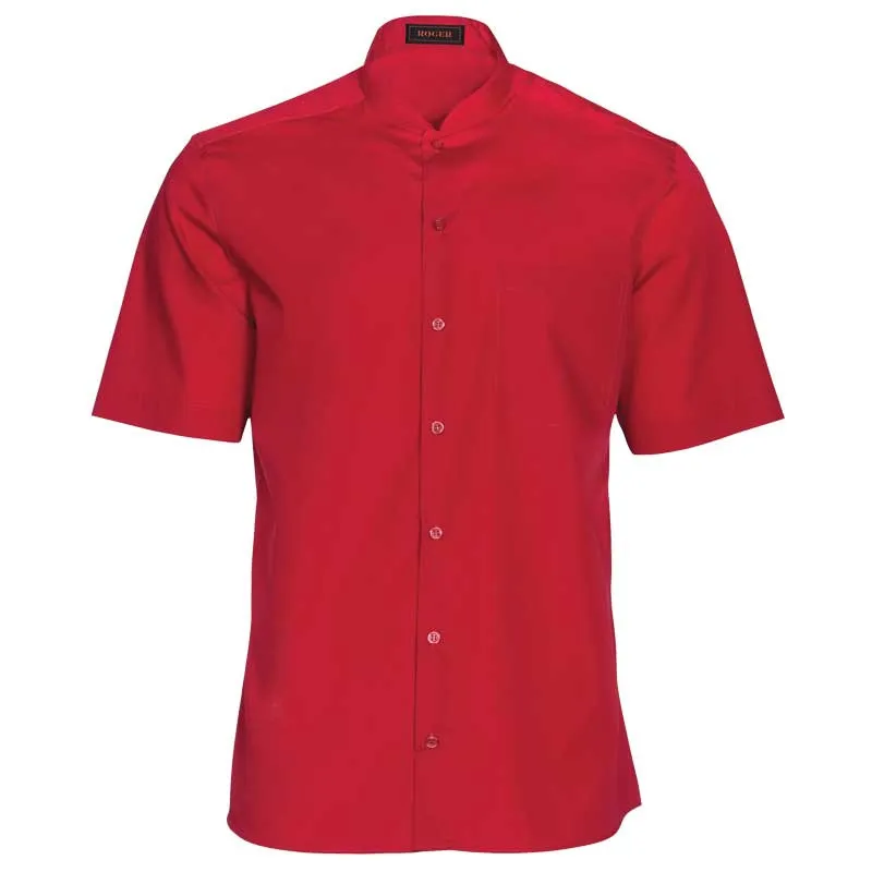 CAMISA GRANATE DE MANGA CORTA CON CUELLO MAO YUAN  ROGER