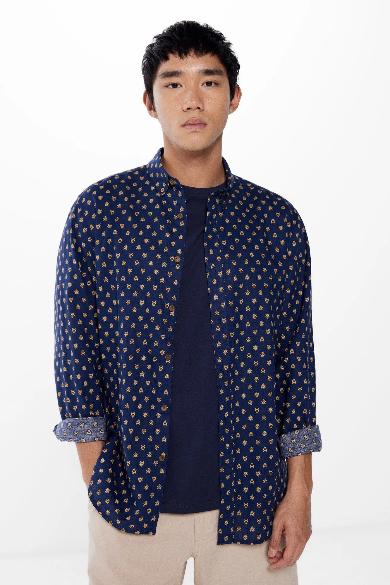 Camisa lino estampada