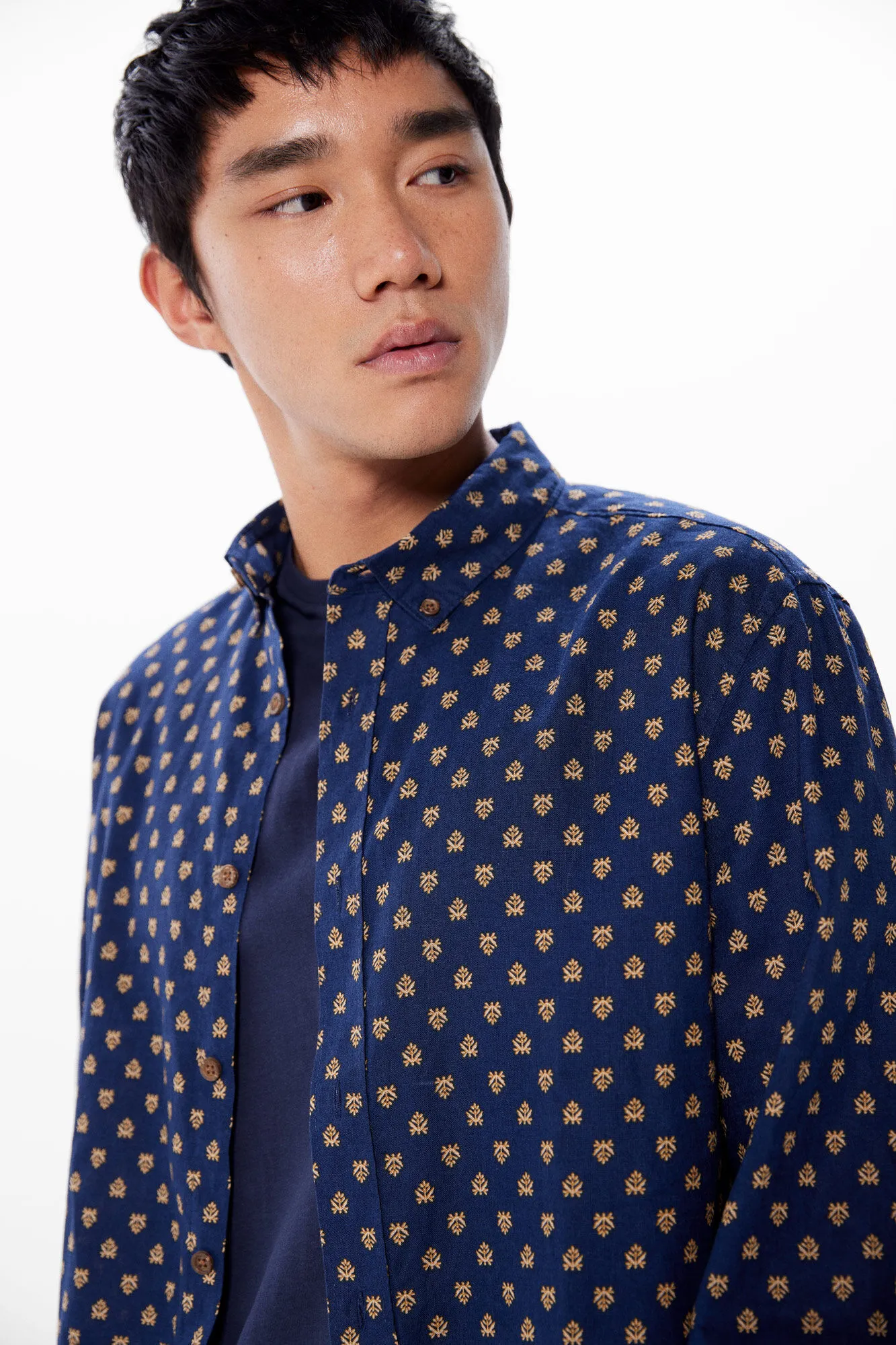 Camisa lino estampada
