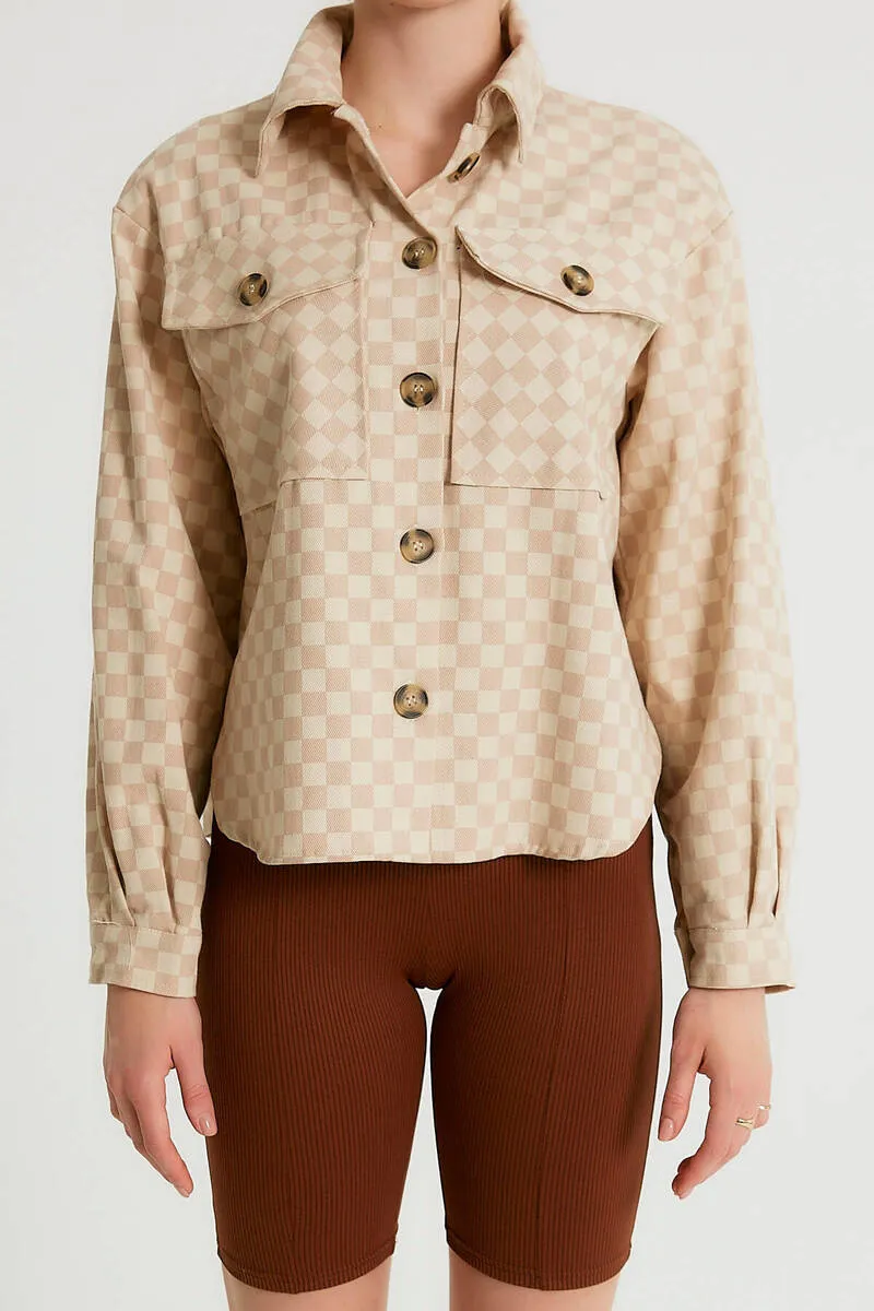 CAMISA OVERSIZE MUJER  M34584  BEIGE
