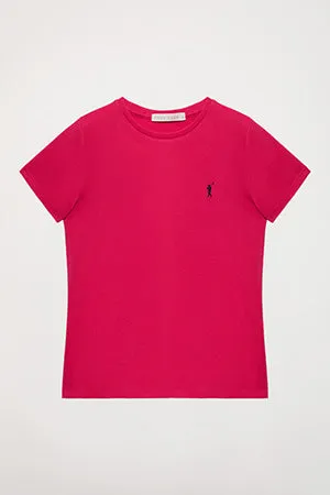 Camiseta básica fucsia de manga corta con logo Rigby Go