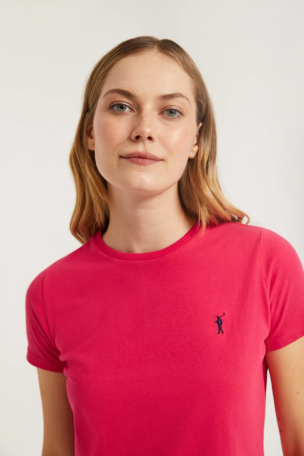 Camiseta básica fucsia de manga corta con logo Rigby Go