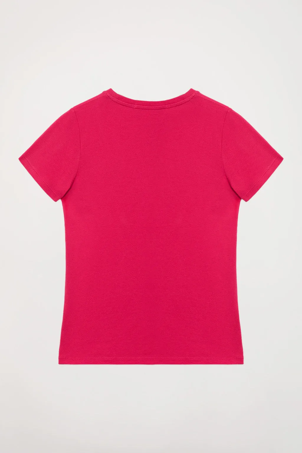 Camiseta básica fucsia de manga corta con logo Rigby Go