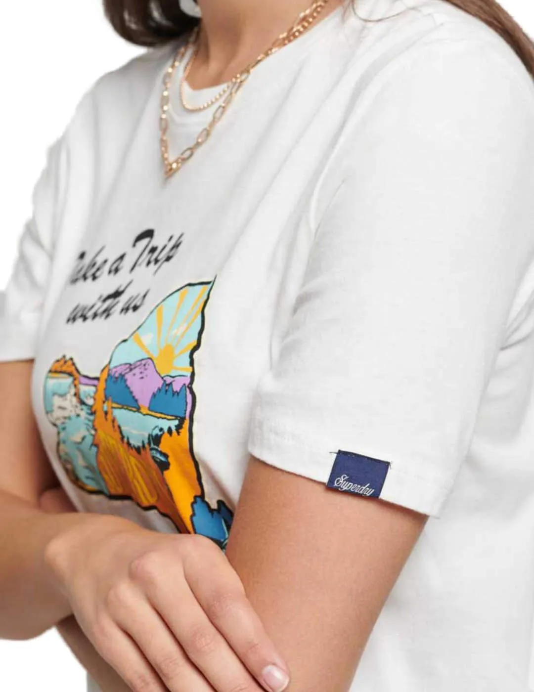 CAMISETA SUPERDRY VINTAGE TRAVEL BLANCA DE MUJERB