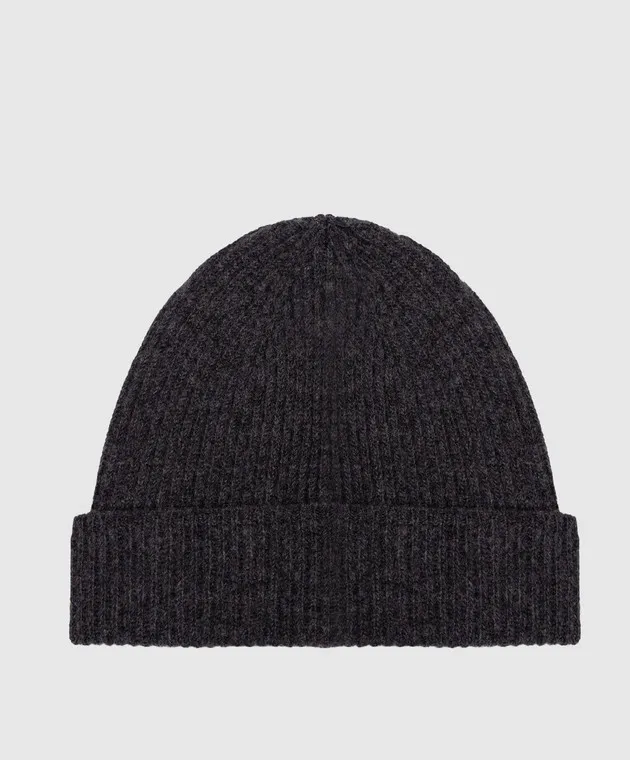 Canali Gray cap made of wool and cashmere