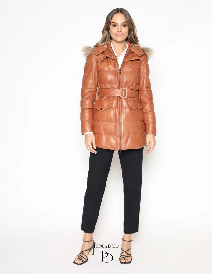 Chaqueta Piel Mujer Acolchada Cuello Pelo – Kaylee