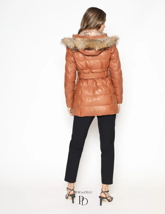 Chaqueta Piel Mujer Acolchada Cuello Pelo – Kaylee