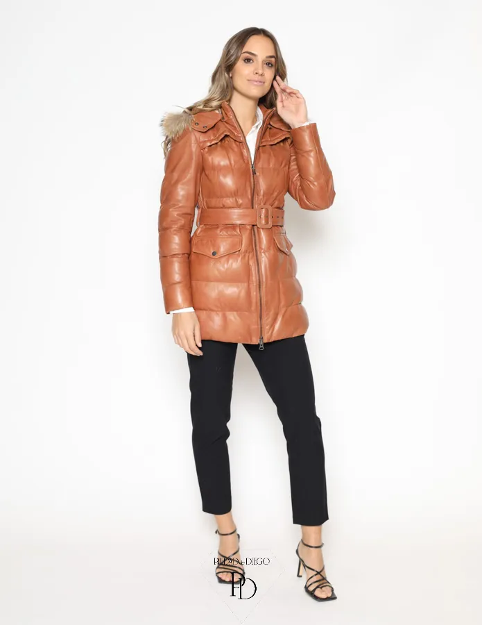 Chaqueta Piel Mujer Acolchada Cuello Pelo – Kaylee