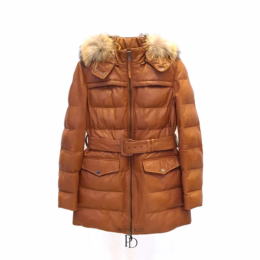 Chaqueta Piel Mujer Acolchada Cuello Pelo – Kaylee