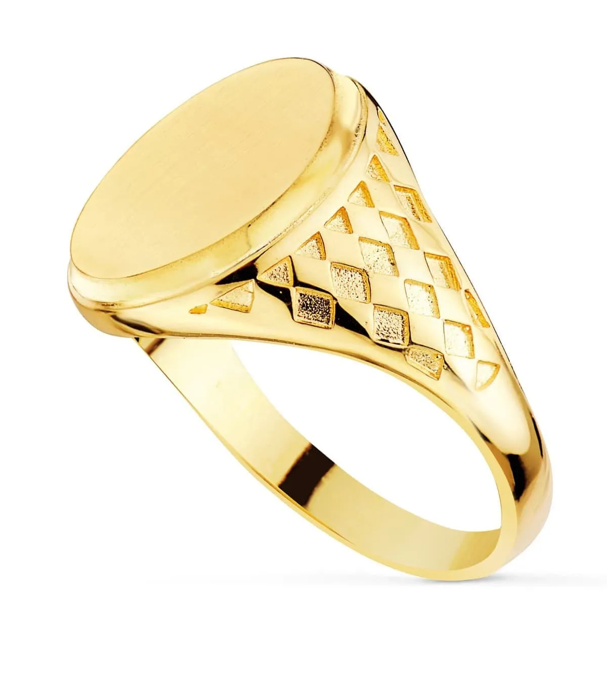 Chevalière Homme Or Jaune 18K losanges