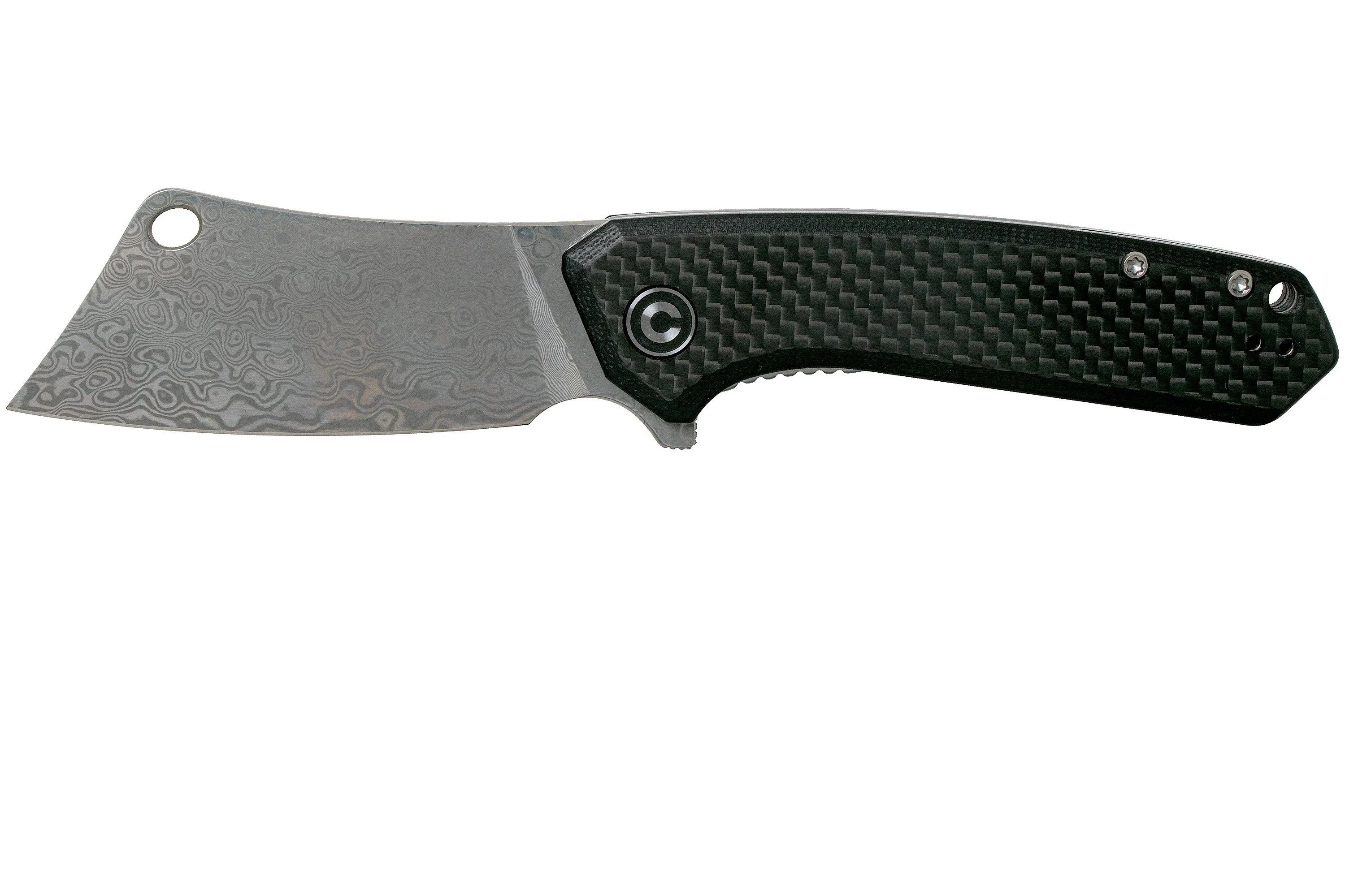 CIVIVI MINI MASTODON C2011DS1 DAMASCUS, CARBON FIBRE & BLACK G10 NAVAJA