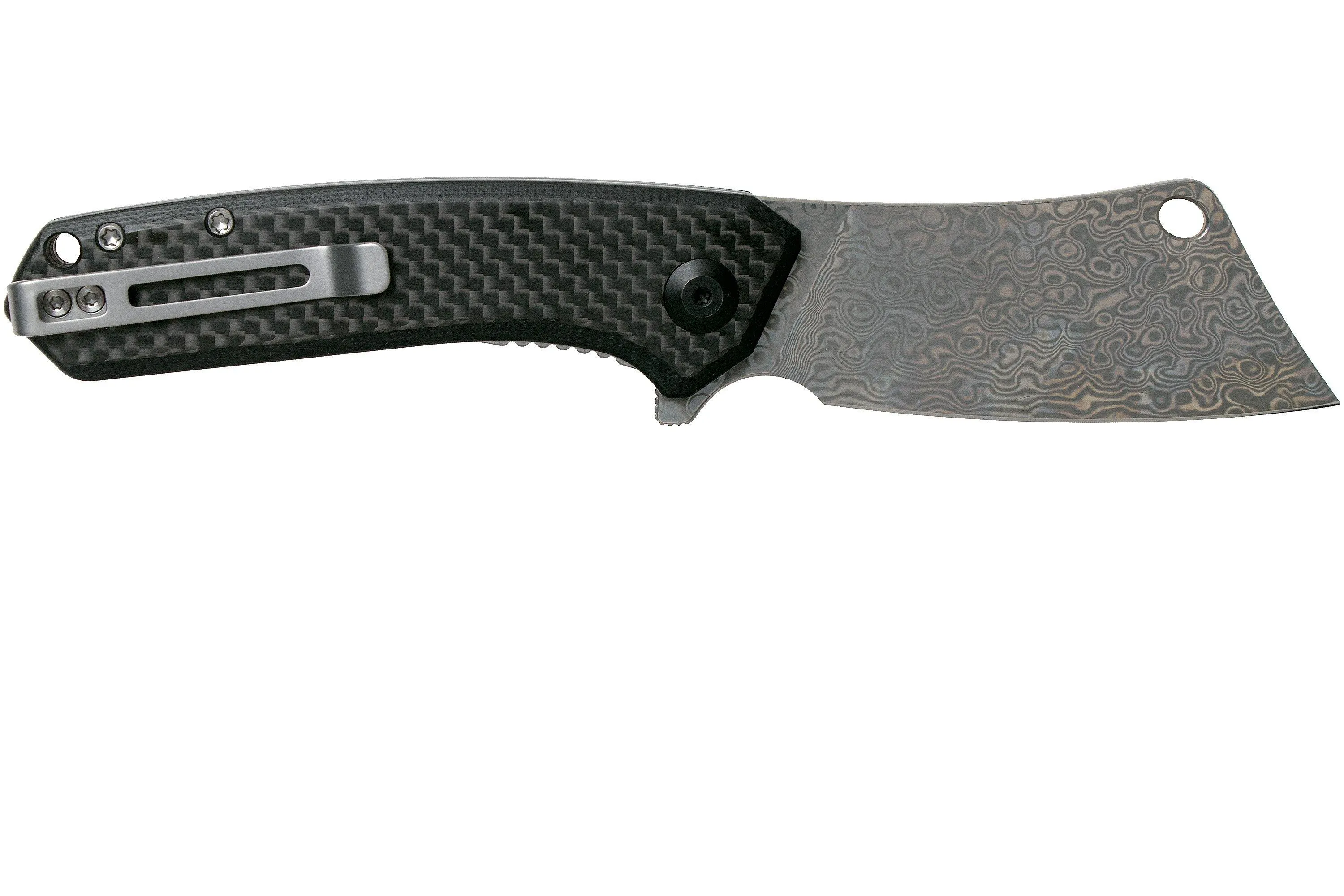 CIVIVI MINI MASTODON C2011DS1 DAMASCUS, CARBON FIBRE & BLACK G10 NAVAJA