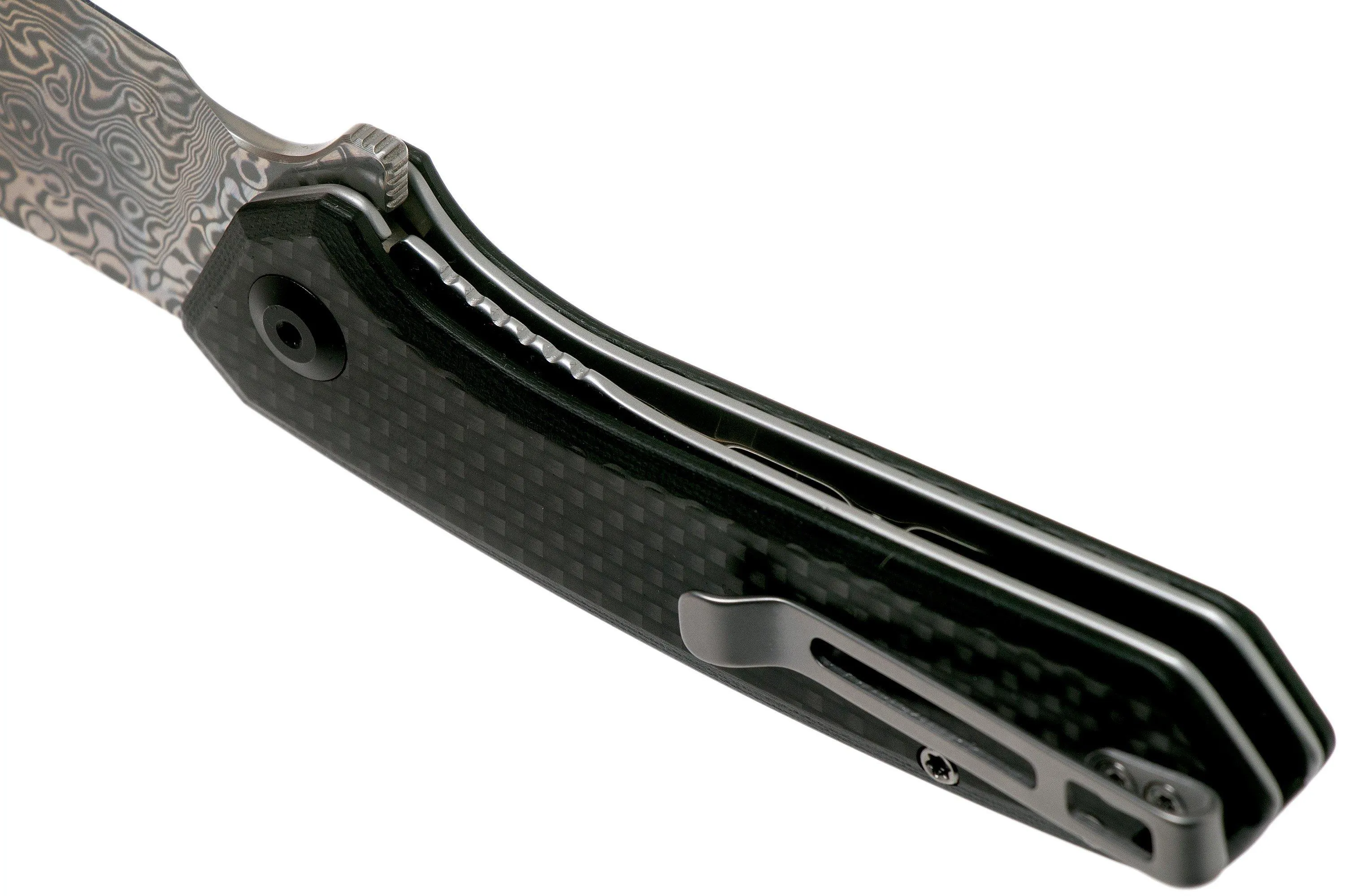 CIVIVI MINI MASTODON C2011DS1 DAMASCUS, CARBON FIBRE & BLACK G10 NAVAJA