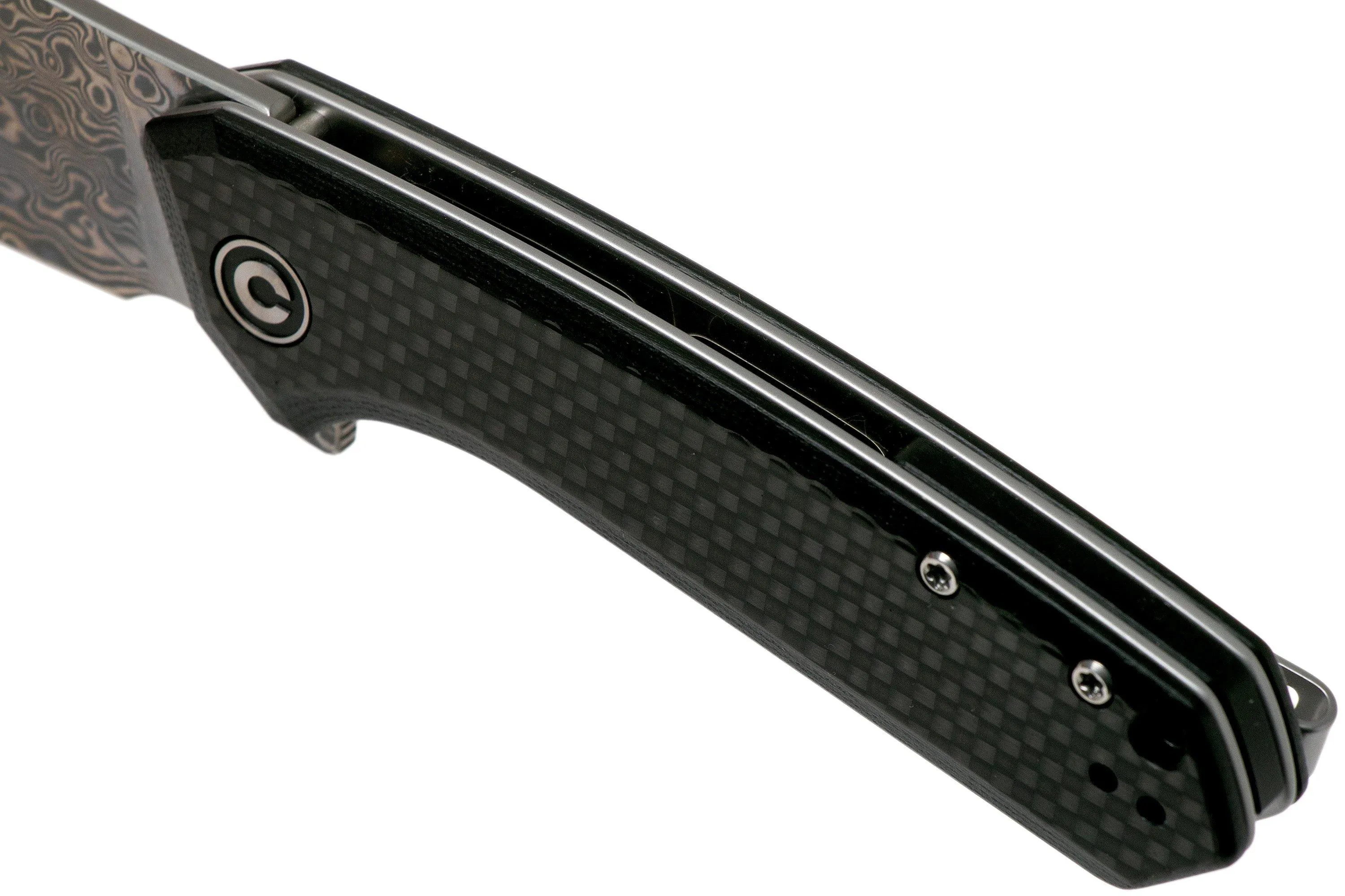 CIVIVI MINI MASTODON C2011DS1 DAMASCUS, CARBON FIBRE & BLACK G10 NAVAJA